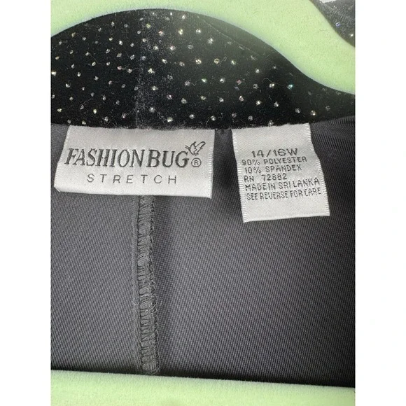 Y2K Sparkle Foil Dot Velvet Jacket 14/16W Black Glam Open Front Fashion Bug - Picture 5 of 9